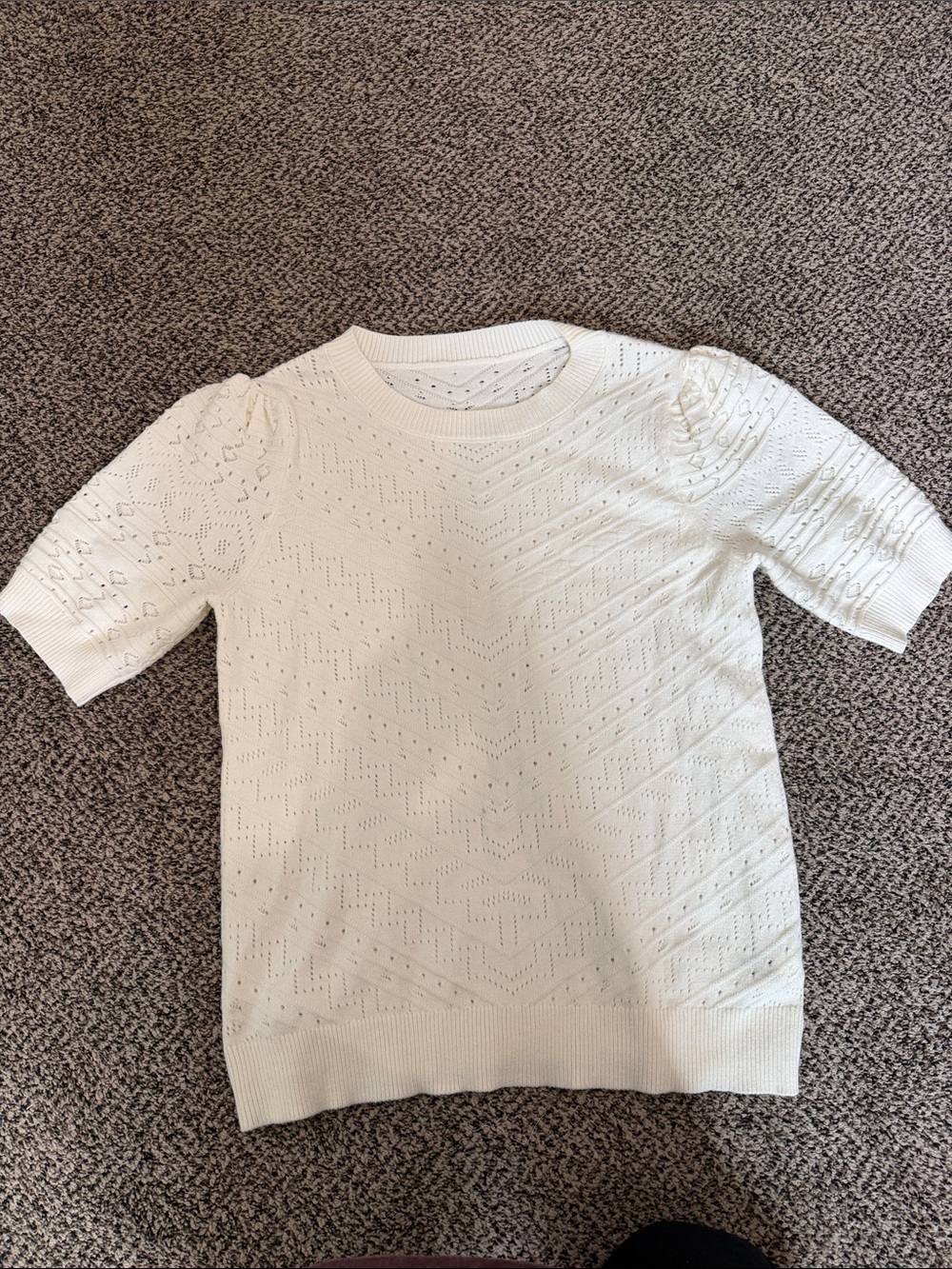 Cream Short Sleeve sweater Top